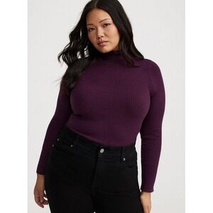 NWT Torrid Everyday Soft Ribbed Mock Neck Sweater Potent Purple 4X 26W FUN